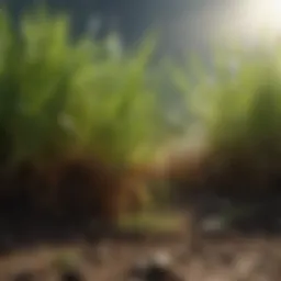 Close-up of healthy grass roots