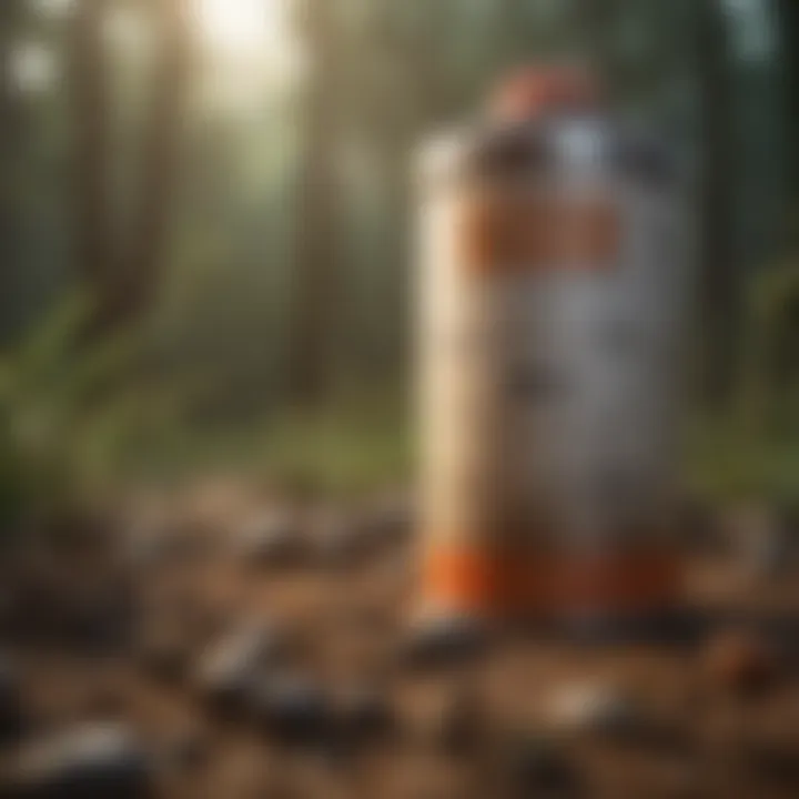 Close-up of a bug bomb canister highlighting its active ingredients and safety warnings.