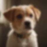 Close-up of a puppy wearing a flea collar