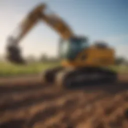 Excavator efficiently moving soil in a vibrant field