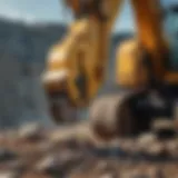 Detailed view of an excavator rock grinder attachment showcasing its cutting teeth.