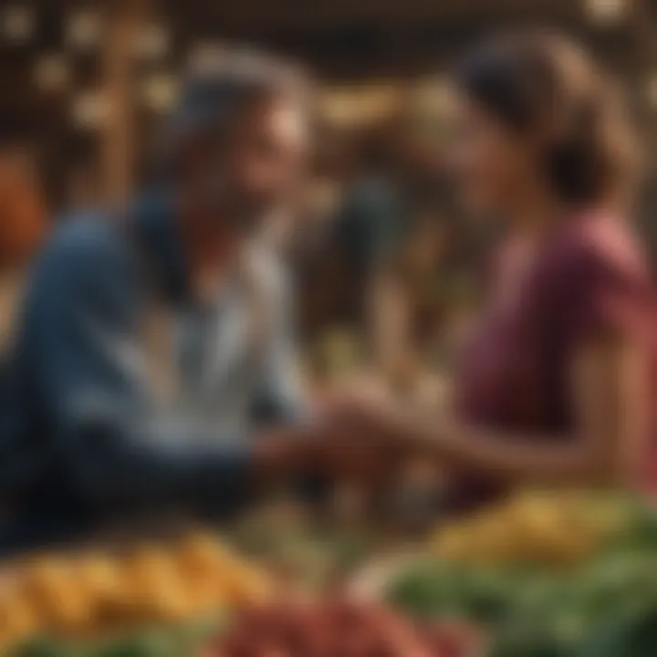 Local farmers interacting with consumers at the bazaar