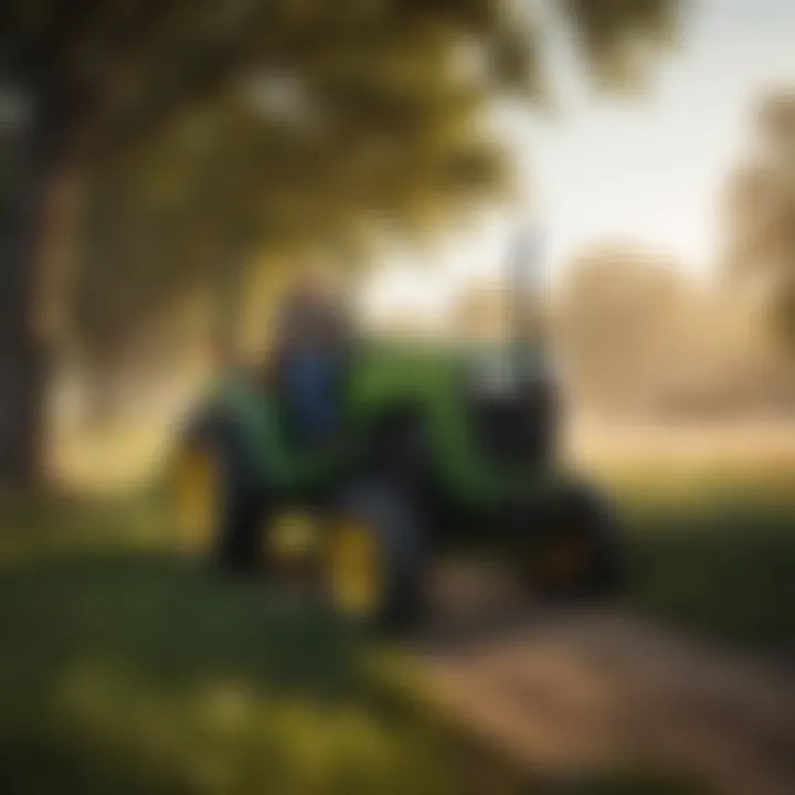 A buyer evaluating used John Deere compact tractors