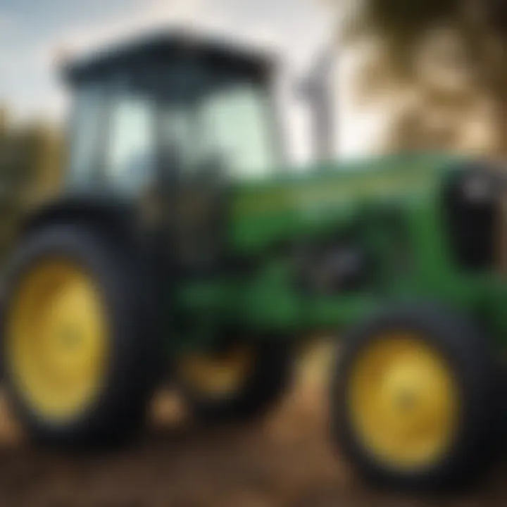 Close-up of John Deere compact tractor specifications