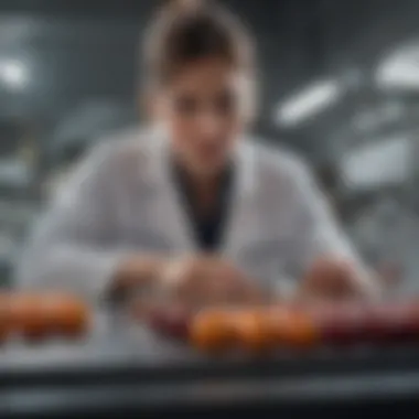 A researcher analyzing food samples in a laboratory setting