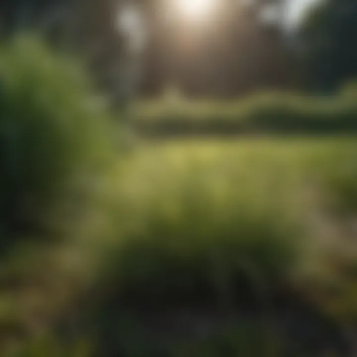 Dark green clumping grass in an agricultural setting