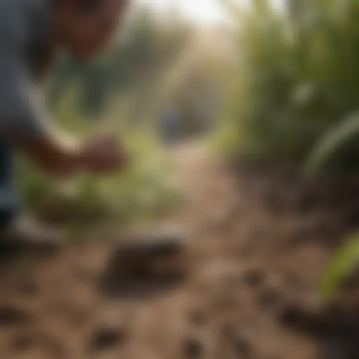 Farmers applying synthetic repellents in field