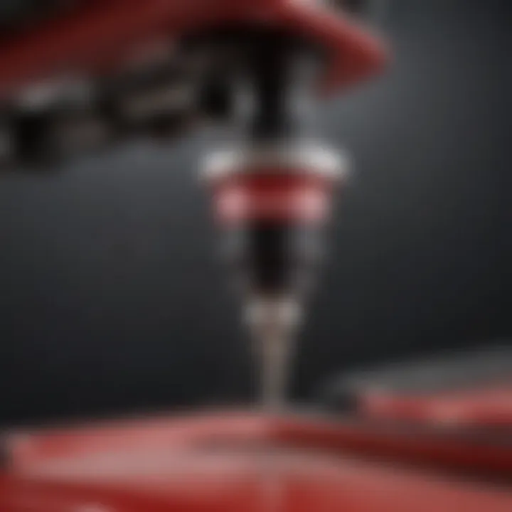 Close-up of Case IH sprayer nozzle technology.