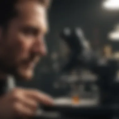 Microscopic Sample Analysis Person analyzing samples under a microscope