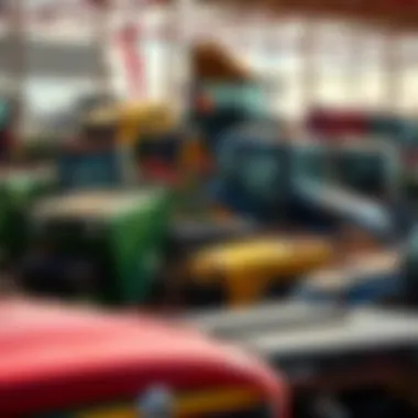 Variety of Machinery at Auctions Showcasing diverse types of agricultural machinery
