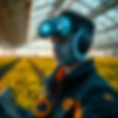 Future of Agri-Employment Technology A futuristic depiction of technology transforming agricultural recruitment.