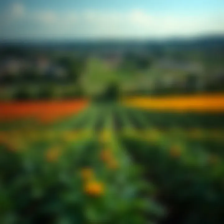 Diverse Crops in Pittsburgh Farmlands A panoramic view of lush farmlands in Pittsburgh showcasing diverse crops