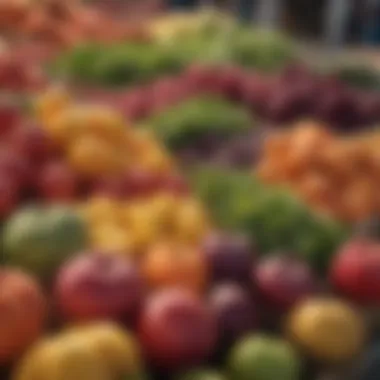 Vibrant farmer's market displaying fresh produce from California