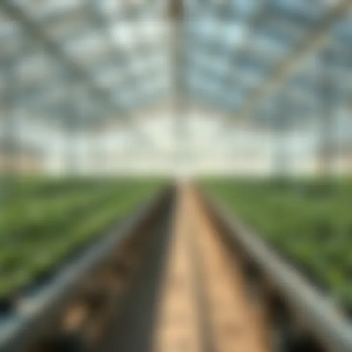 Optimizing Light and Airflow A well-organized greenhouse highlighting optimal light exposure and airflow around plant tables