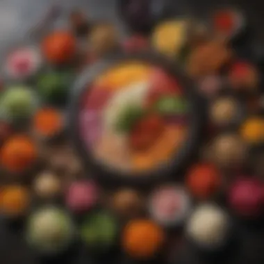 An array of colorful ingredients used in Japanese cuisine