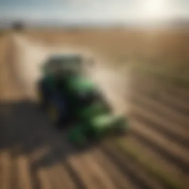 John Deere tractor navigating a lush Bakersfield field