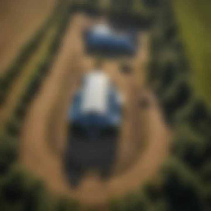 Aerial view of local farms supported by the dealership