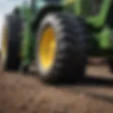 Close-up view of John Deere rubber track system showcasing its advanced engineering