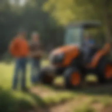 Agricultural professionals discussing Kubota package deals