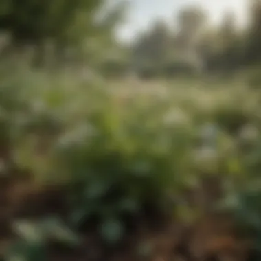 Ecosystem showing biodiversity with lambsquarters among other plants