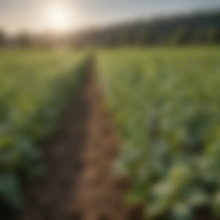 Field of lambsquarters plants thriving in a sustainable agricultural setting