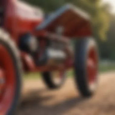 Detailed craftsmanship of a vintage pedal tractor wagon
