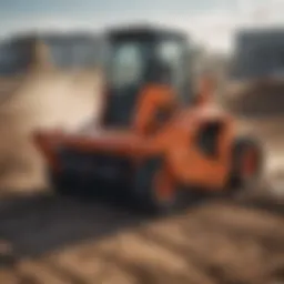 Power rake attachment in action on a construction site