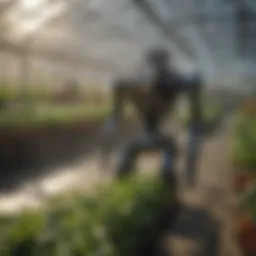 Automated robotic arms in a greenhouse