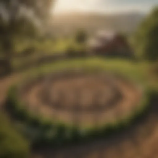 A well-designed round corral in a lush agricultural setting