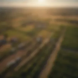 Aerial view of a rural landscape with limited connectivity