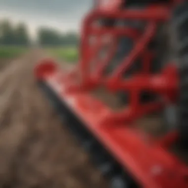 Close-up of a tiller displaying its components