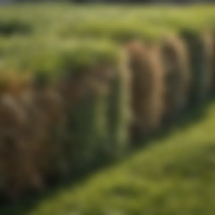 Close-up view of different types of sod available in San Diego