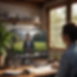 A professional conducting a virtual meeting from home