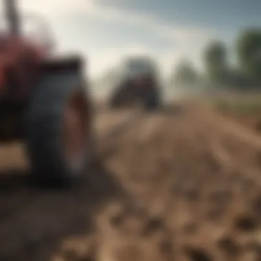 Sustainable Farming with Stone Buriers Sustainable farming practices with stone buriers in a field