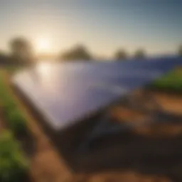 A solar panel installation on a farm