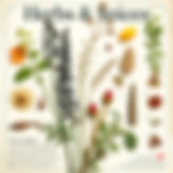 Illustrative food poster depicting herbs and spices with an educational twist