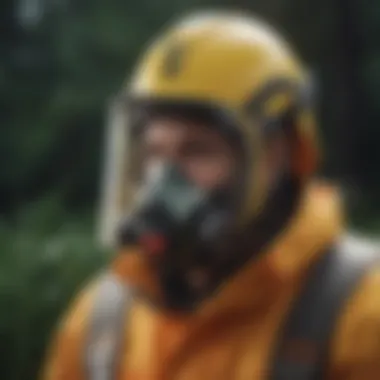 Safety Practices in Pest Management Illustration of safety measures and protective gear while using insecticides