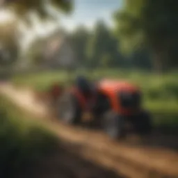 Overview of a subcompact tractor in action on a farm