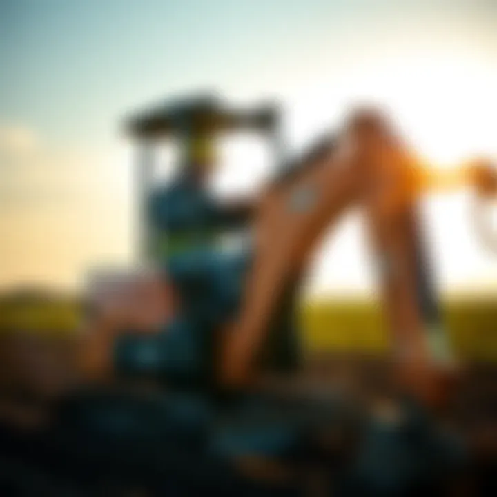 Operator controlling mini excavator with precision