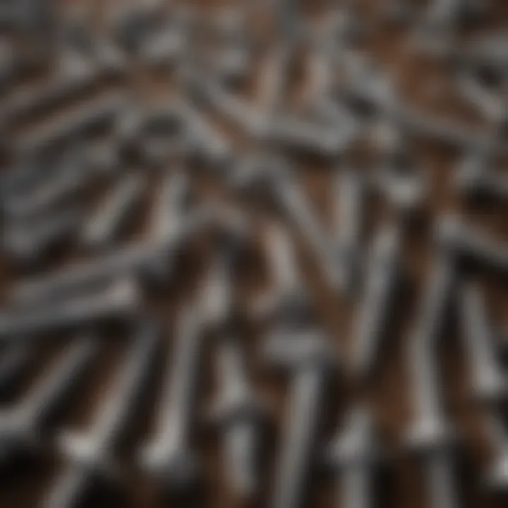 A variety of plow bolts laid out, demonstrating different types