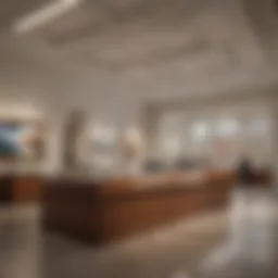 Interior view of the Welcome Center showcasing information desks