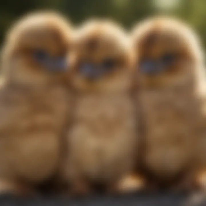 Silkie chicks huddling together for warmth