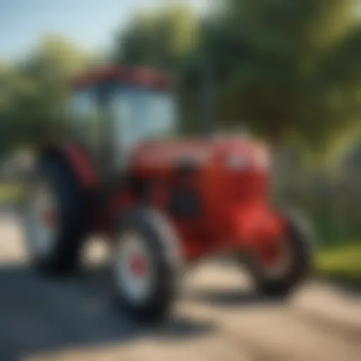 Various tractor models displayed at a dealership