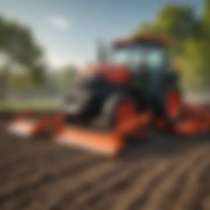 Different types of universal lawn tractor plows arranged