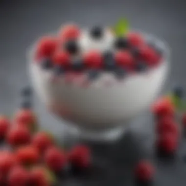Nutritional Diversity with Fresh Berries A vibrant bowl of Greek yogurt topped with an array of fresh berries showcasing nutritional diversity