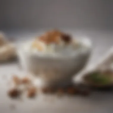 Enhancing Flavor with Aromatic Spices An enticing presentation of Greek yogurt infused with aromatic spices and herbs