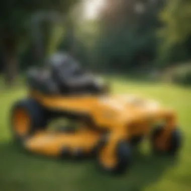 A close-up view of a Walker mower showcasing its features