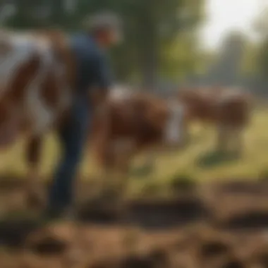 Farmer analyzing data for herd productivity