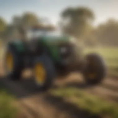 Farmer operating gopher poison machine in agricultural setting