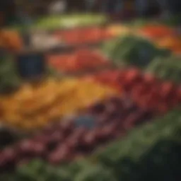 A vibrant stall showcasing a variety of fresh vegetables.